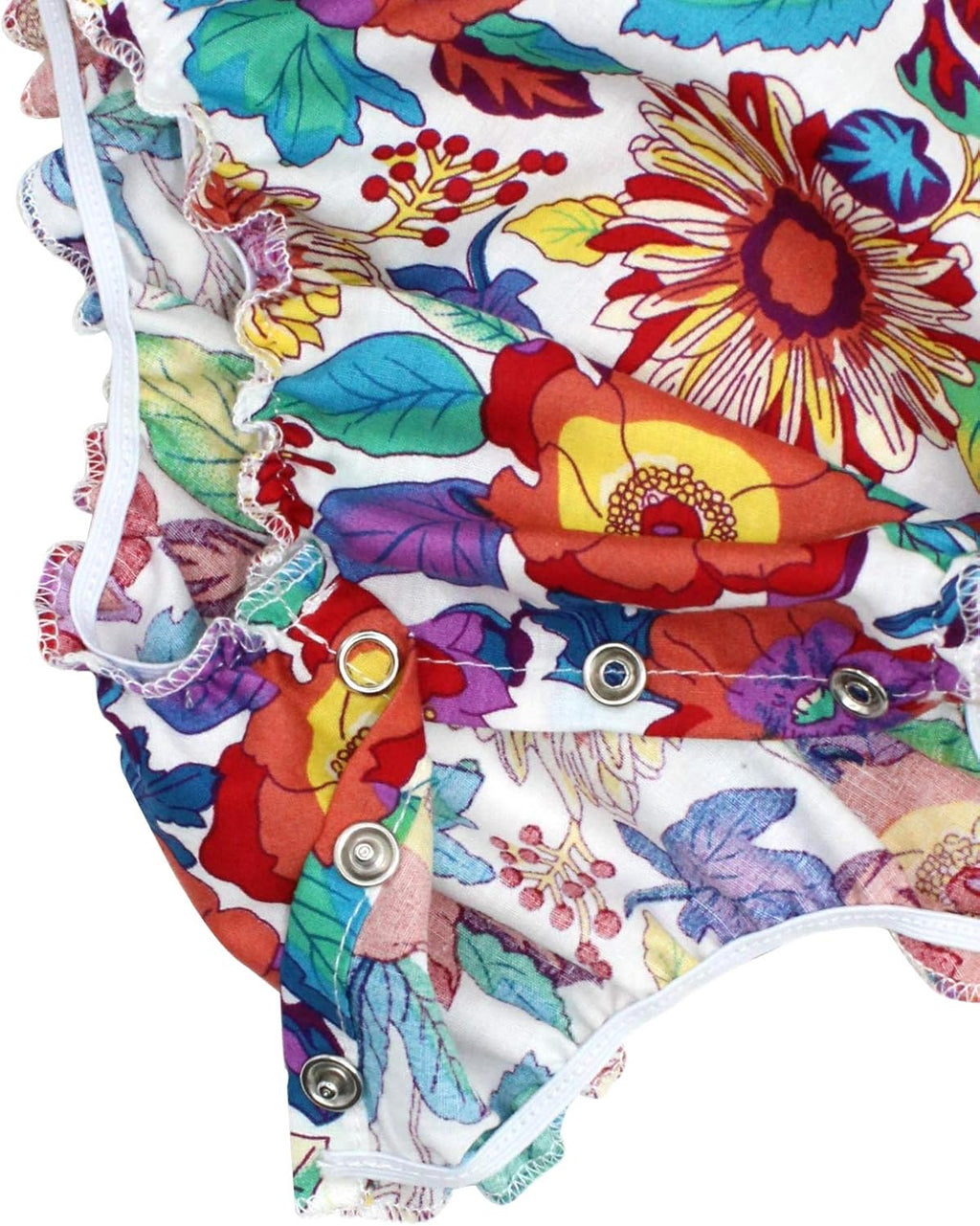 2PCS Baby Girl Romper Floral Bodysuit Headband Summer Outfit Clothes,9E56A,12-24 Months(Size L)
