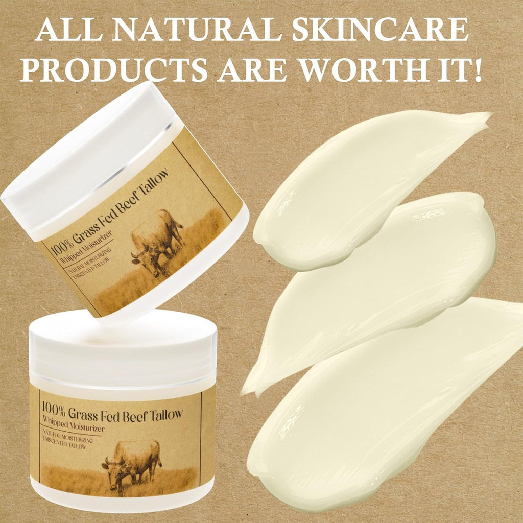 Beef Tallow for Skin,Beef Tallow,Grass-Fed Beef Tallow,Unscented Beef Tallow Cream for Face and Body Lotion Natural Moisturizer for Skin Care