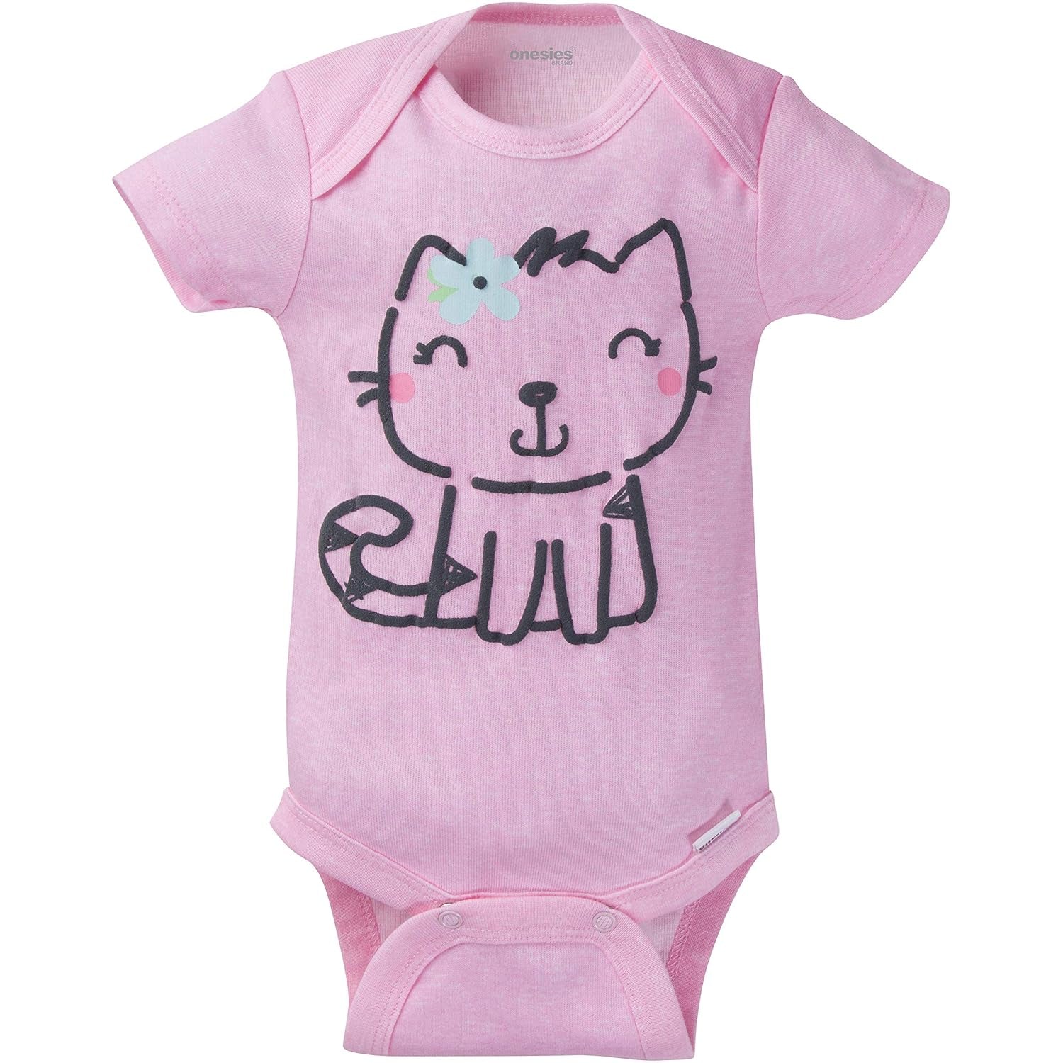Baby Girl'S 8-Pack Short Sleeve Mix & Match Bodysuits, Cuddly Cats & Flowers, 12 Months