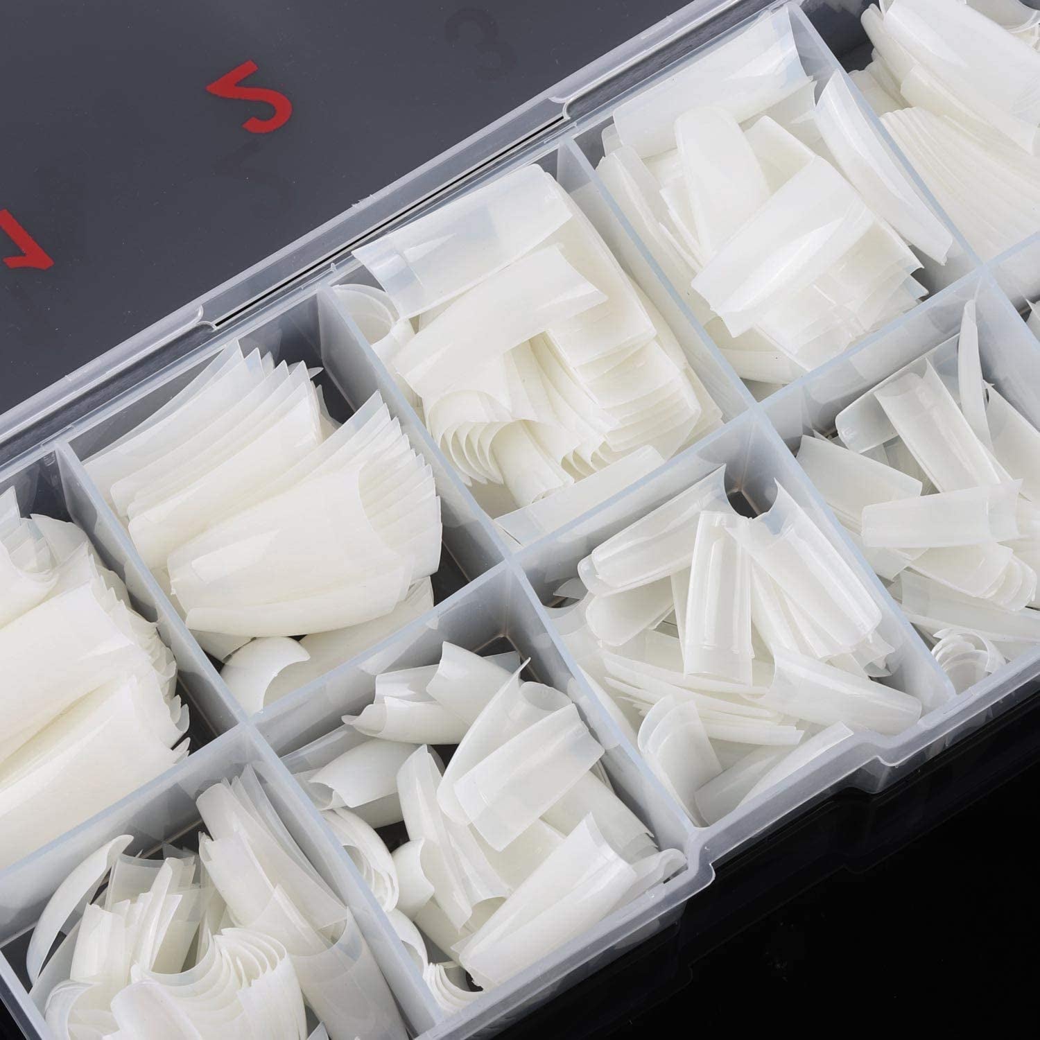 French Nail Tips Acrylic Flake Nails Half Cover 1000PCS Artificial False Nails Half Tips & Box for DIY Nail Art (Natural/Clear)