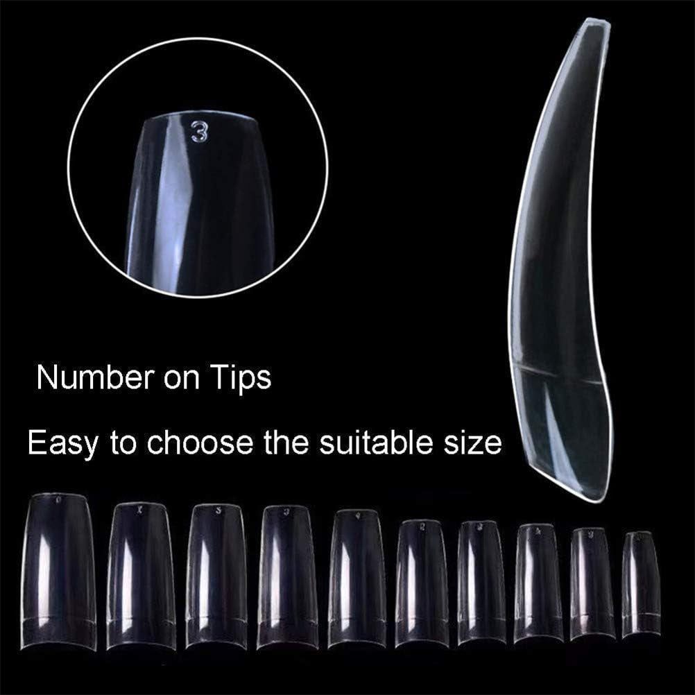 French Nail Tips Acrylic Flake Nails Half Cover 1000PCS Artificial False Nails Half Tips & Box for DIY Nail Art (Natural/Clear)