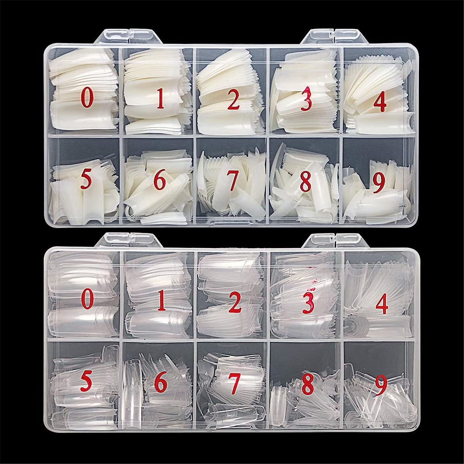 French Nail Tips Acrylic Flake Nails Half Cover 1000PCS Artificial False Nails Half Tips & Box for DIY Nail Art (Natural/Clear)