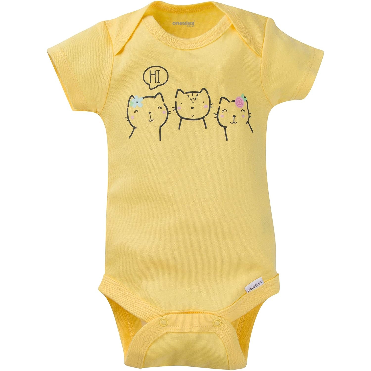 Baby Girl'S 8-Pack Short Sleeve Mix & Match Bodysuits, Cuddly Cats & Flowers, 12 Months