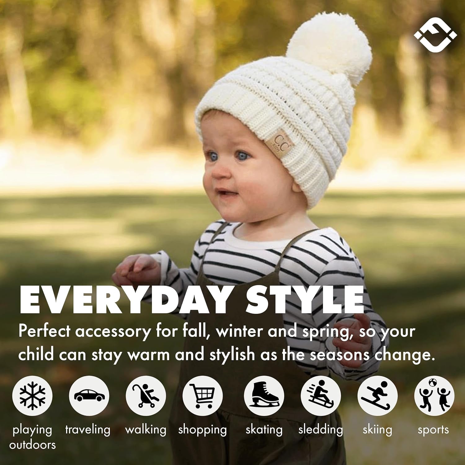 Cozy Toddler Cable Knit Pom Beanie - Warm Winter Hat for Kids