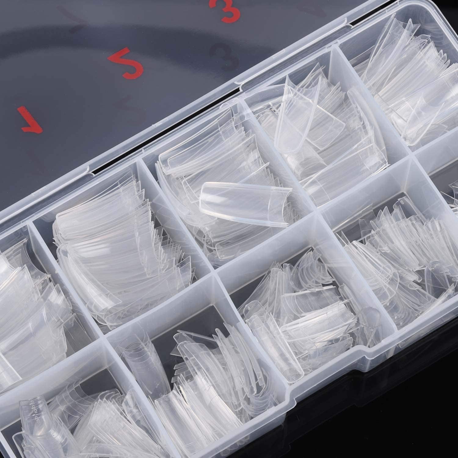 French Nail Tips Acrylic Flake Nails Half Cover 1000PCS Artificial False Nails Half Tips & Box for DIY Nail Art (Natural/Clear)