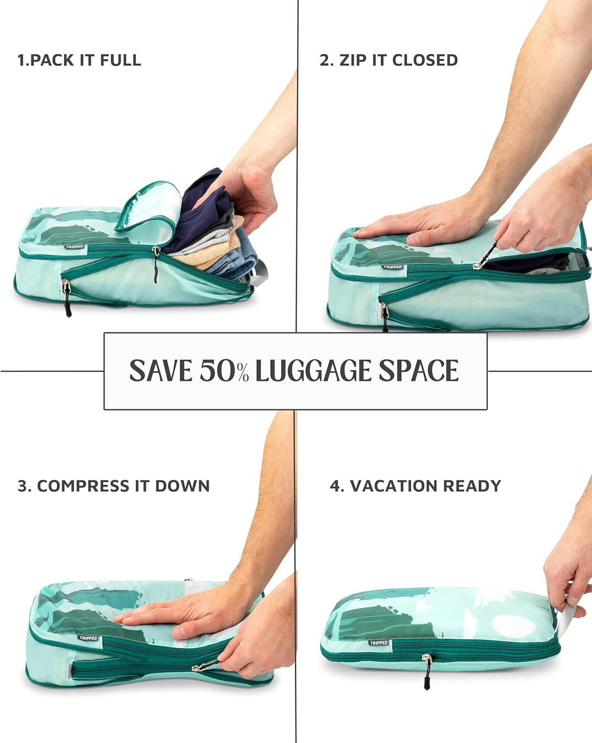 Compression Packing Cubes Set for Travel - Lightweight, Durable Clothes Organizer for Carry-On Luggage and Suitcases by
