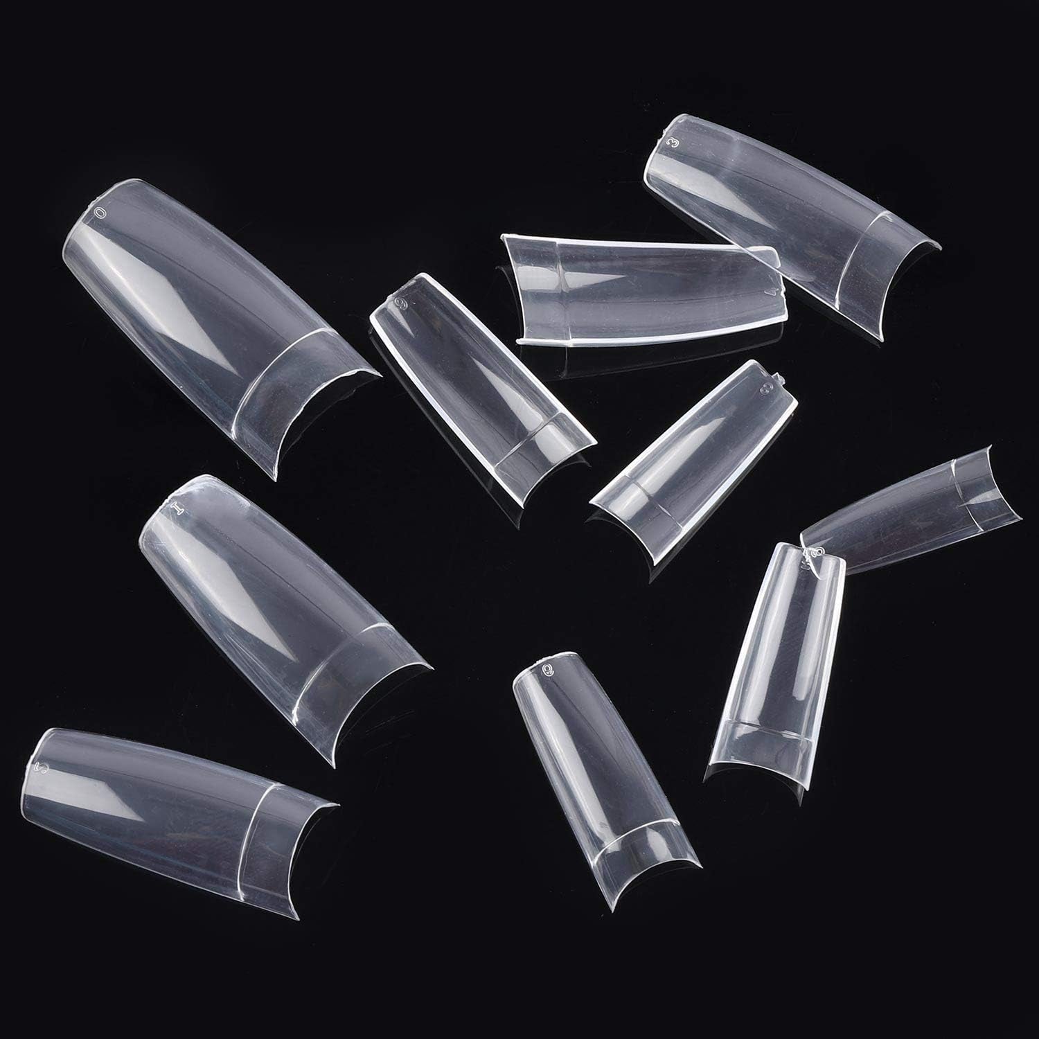French Nail Tips Acrylic Flake Nails Half Cover 1000PCS Artificial False Nails Half Tips & Box for DIY Nail Art (Natural/Clear)