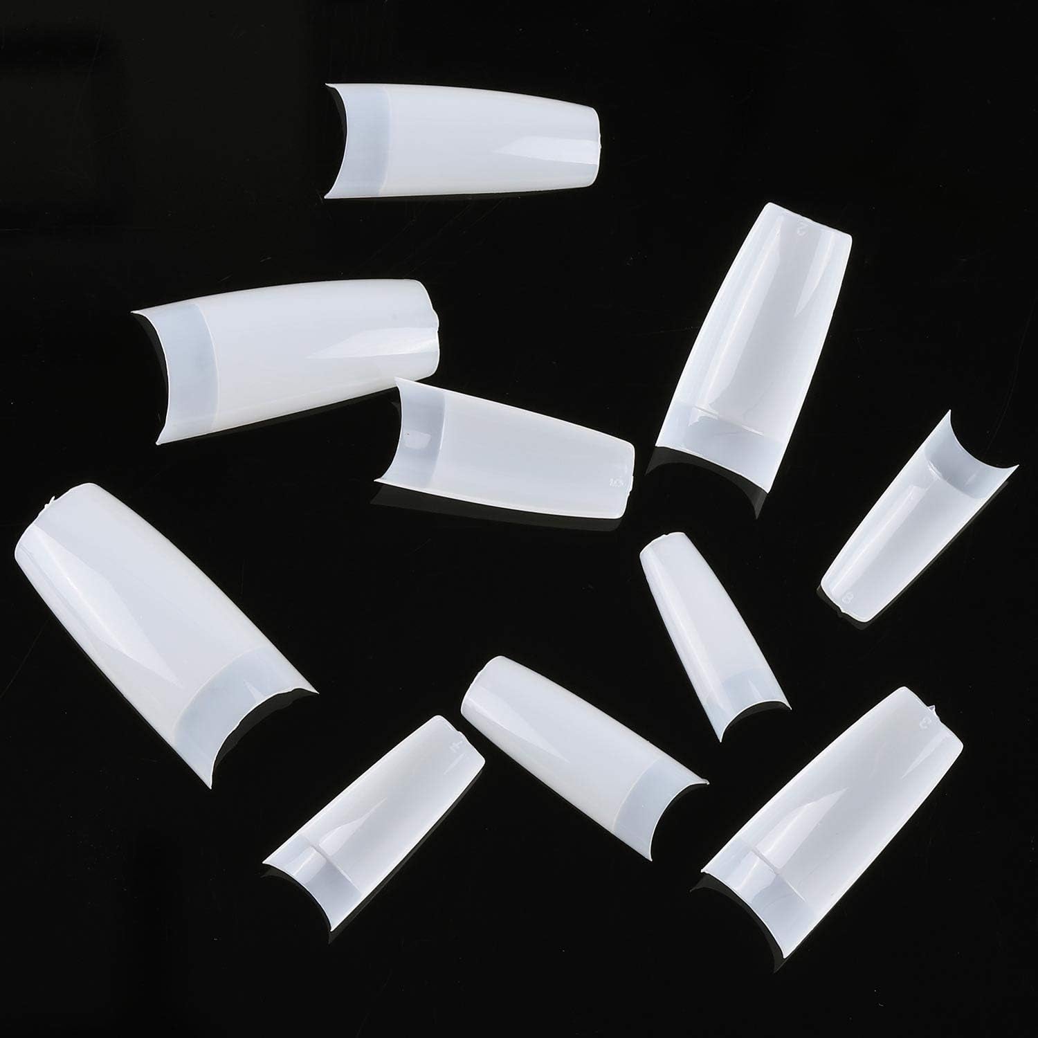 French Nail Tips Acrylic Flake Nails Half Cover 1000PCS Artificial False Nails Half Tips & Box for DIY Nail Art (Natural/Clear)