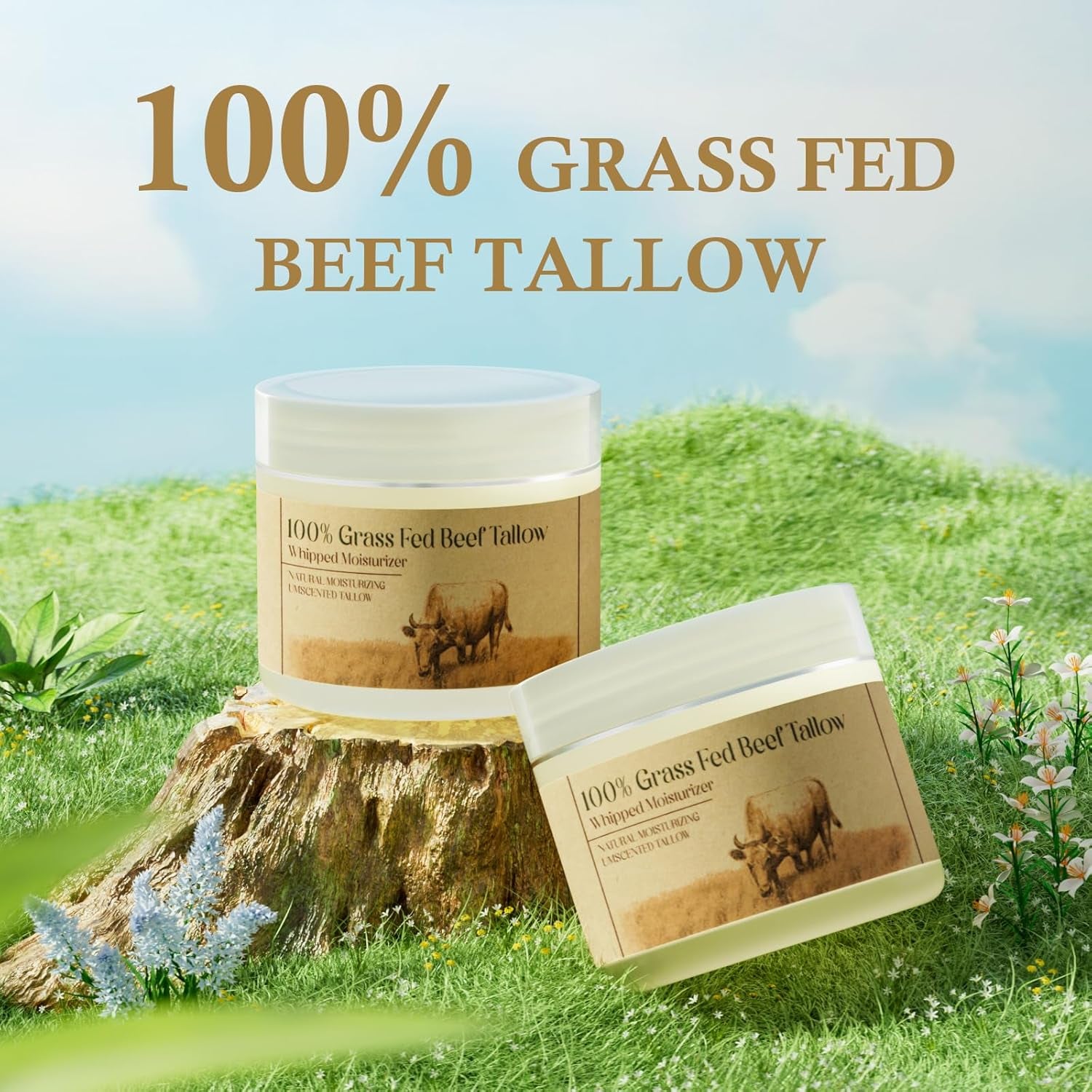Beef Tallow for Skin,Beef Tallow,Grass-Fed Beef Tallow,Unscented Beef Tallow Cream for Face and Body Lotion Natural Moisturizer for Skin Care