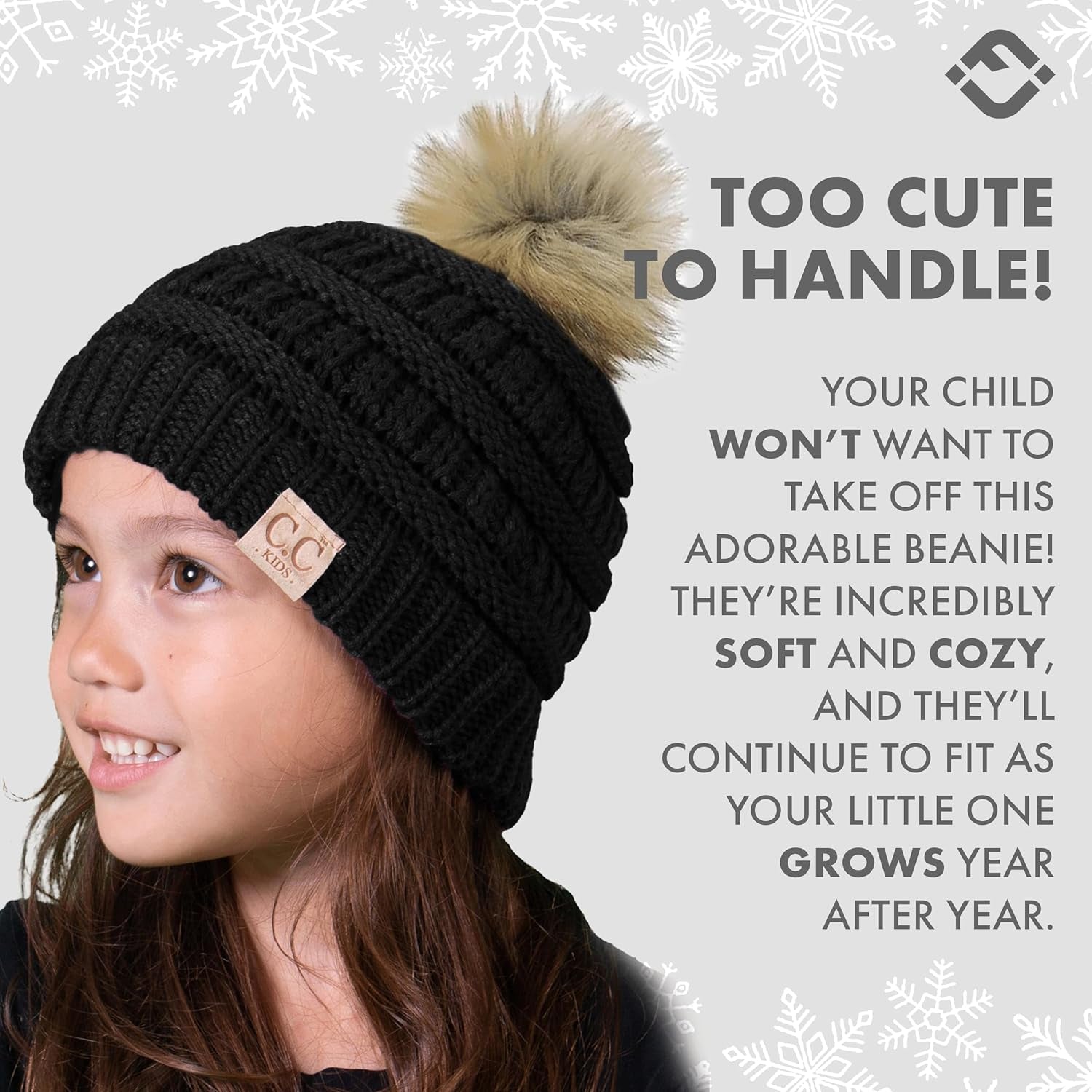Cozy Toddler Cable Knit Pom Beanie - Warm Winter Hat for Kids