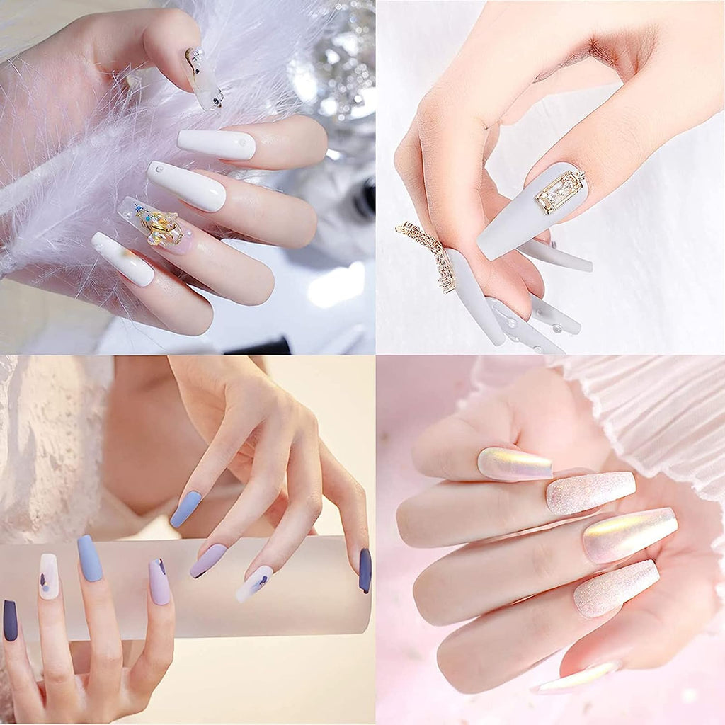French Nail Tips Acrylic Flake Nails Half Cover 1000PCS Artificial False Nails Half Tips & Box for DIY Nail Art (Natural/Clear)